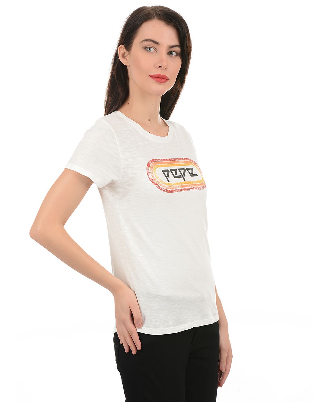 Pepe Jeans Women Casual Wear Off White T-Shirt